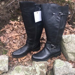 NWB 9W wide width + Wide calf leather boots